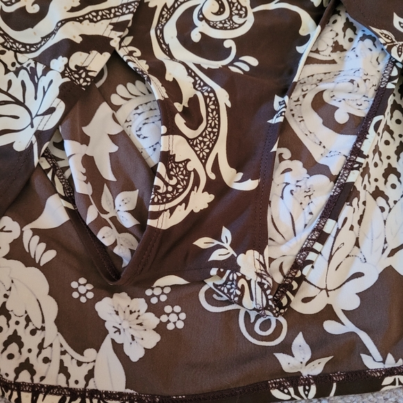 *Sale* Aerin Rose Tankini Skirt Bottom Plus Size 1X Brown & Beige Floral Pattern - Picture 4 of 6